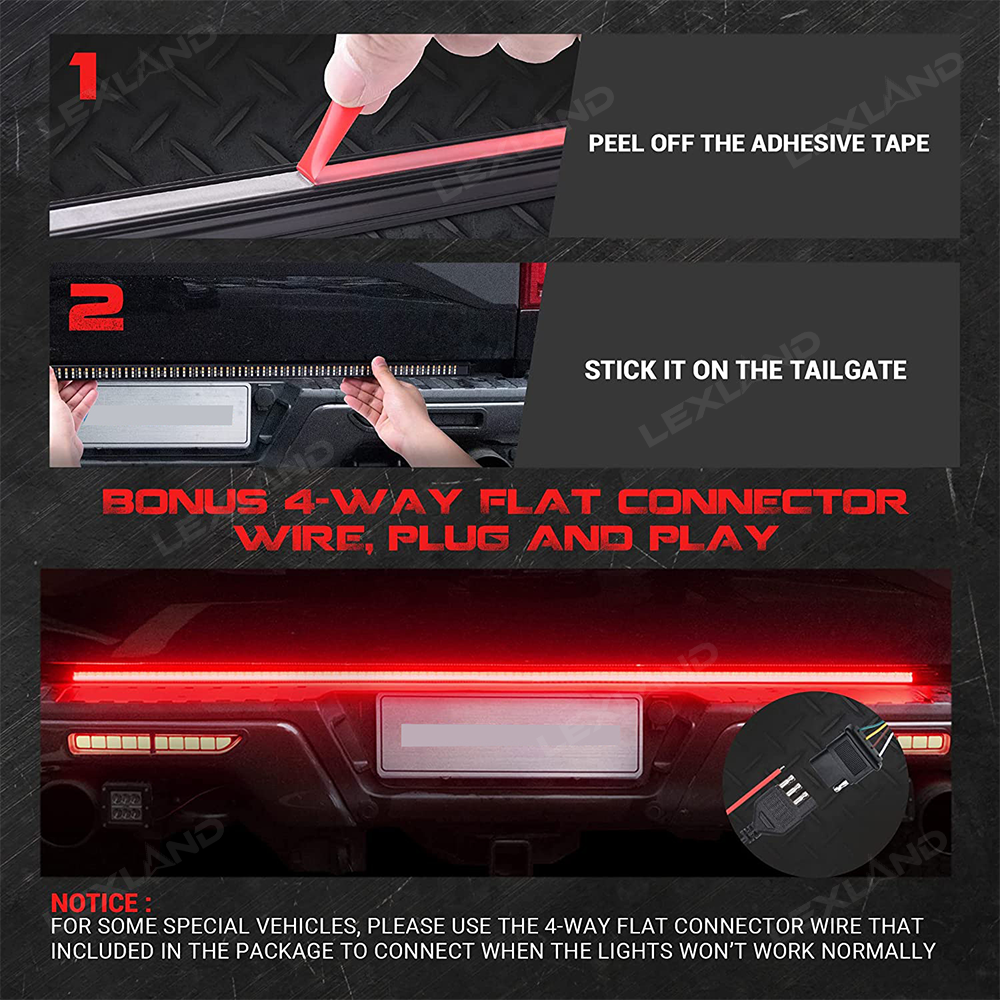 Tacoma 48" LED Tailgate Light Bar with Reverse Light, Brake Light & Sequential Turn Signals