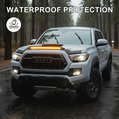 Tacoma Hood Protector with LED Light Matte Black Hood Deflector for Toyota