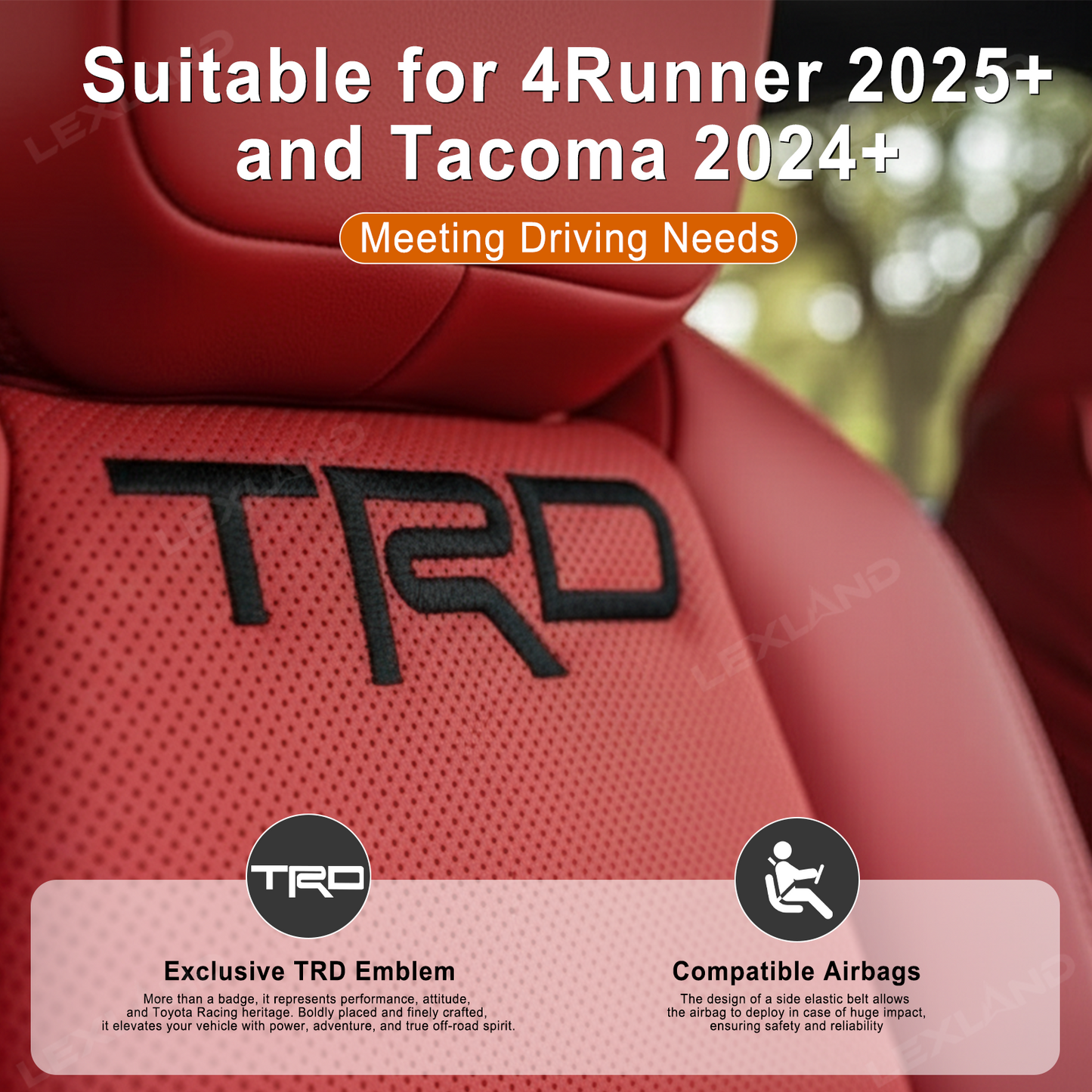 Tacoma /4Runner Seat Covers Full Coverage Embossed Seat Protector with TRD Letter Style for Toyota