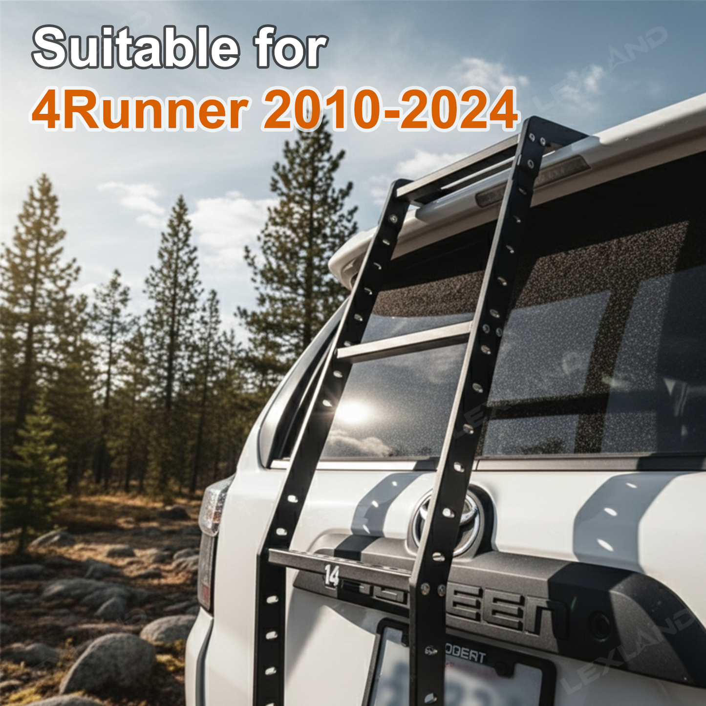 4Runner Ladder Aluminum Trunk Hatch Ladder Rack Rear Window Mounted Ladder for Toyota