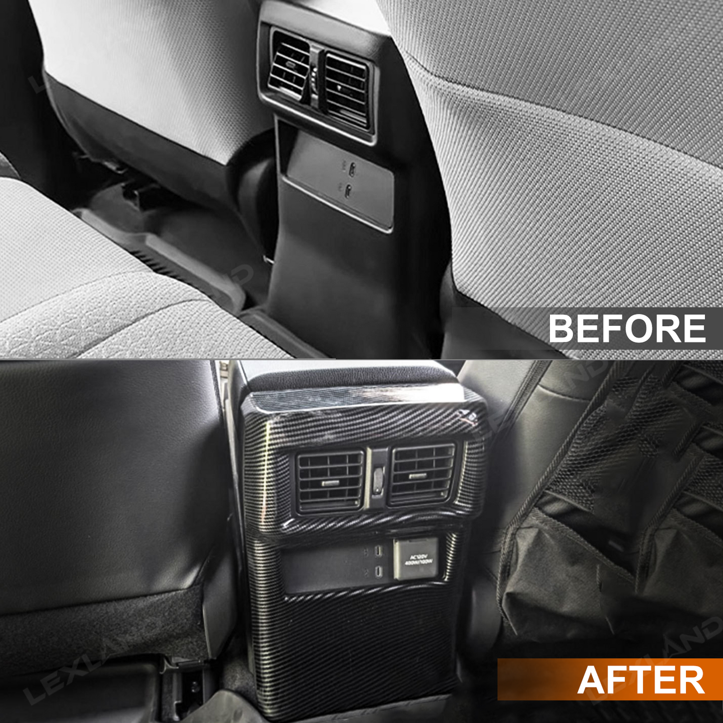 4Runner Rear Air Vent Cover ABS Glossy Carbon Fiber Style Interior Kick Guard Protector