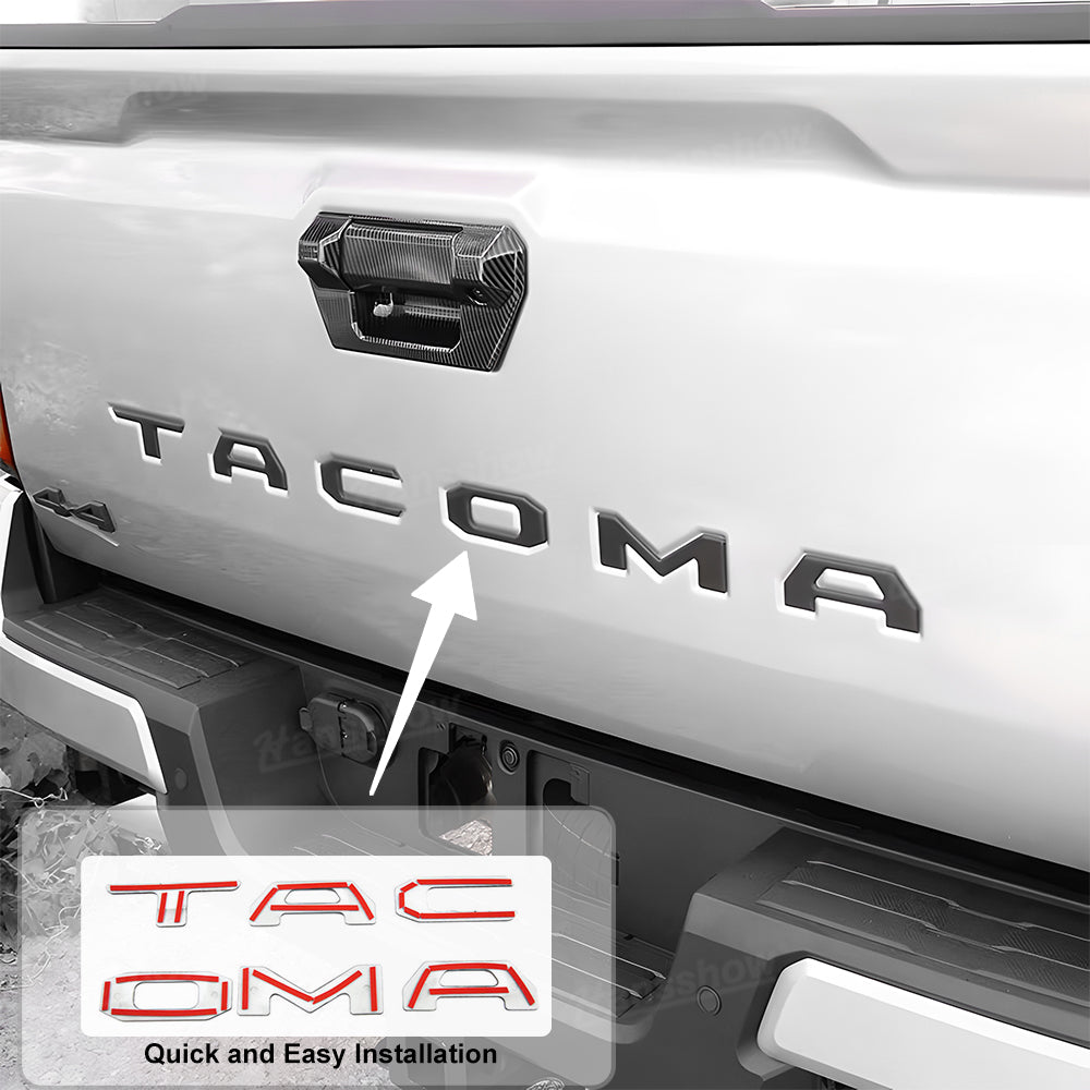 Tacoma Tailgate Letters ABS Tailgate Insert Matte Black/Carbon Fiber Texture Rear Emblem for Toyota