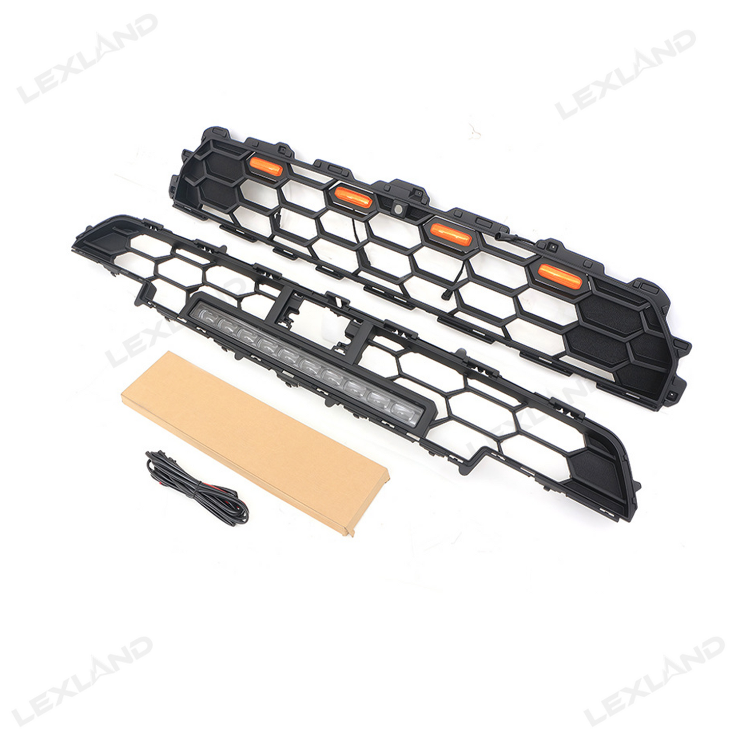 4Runner TRD-Style Front Bumper Grille with Amber Light & LED Light Bar for Toyota