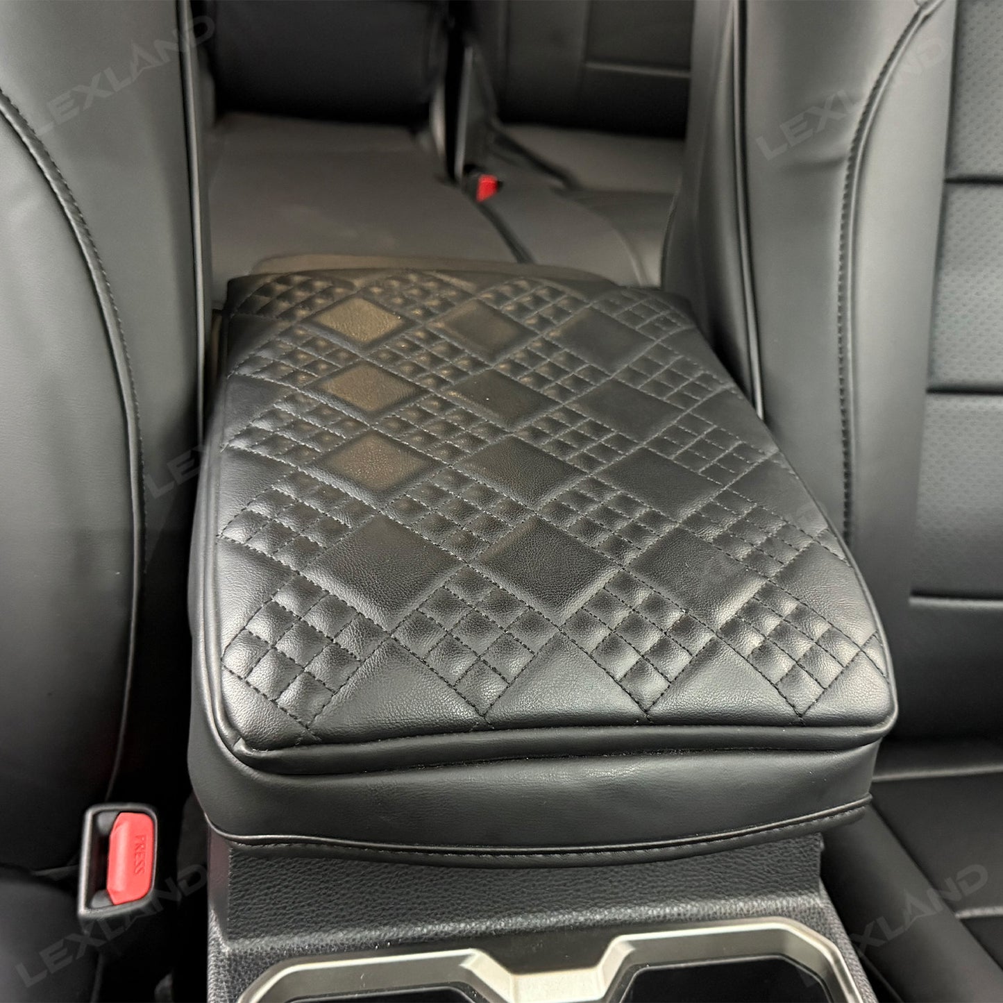 4Runner Center Console Cover Diamond-Quilted Leather Armrest Cover Interior Trim Protector