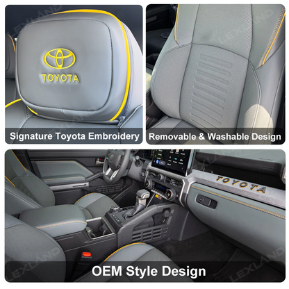 4Runner Seat Covers Embossed Nappa Leather Seat Protector Set with TRD Pro Style for Toyota