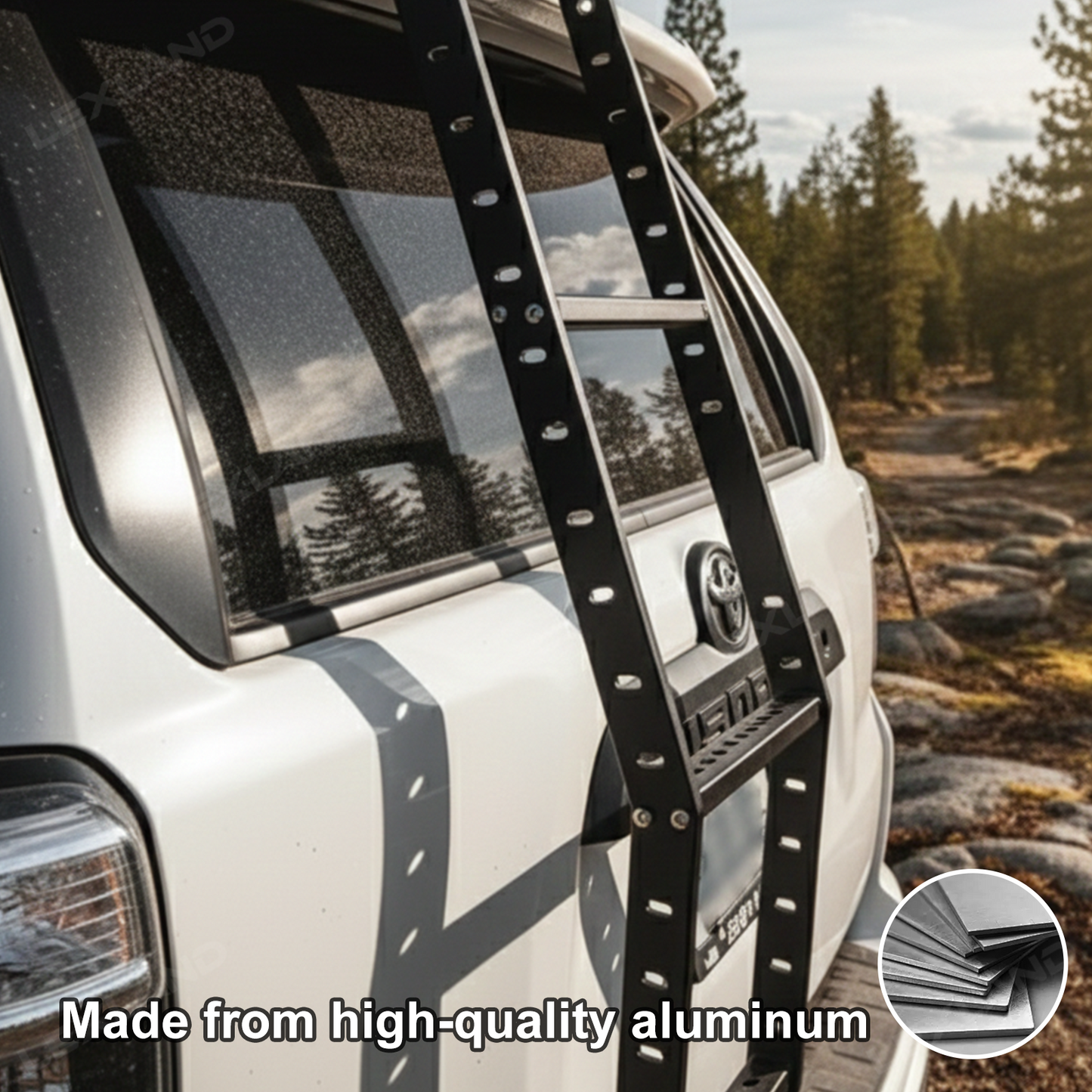 4Runner Ladder Aluminum Trunk Hatch Ladder Rack Rear Window Mounted Ladder for Toyota