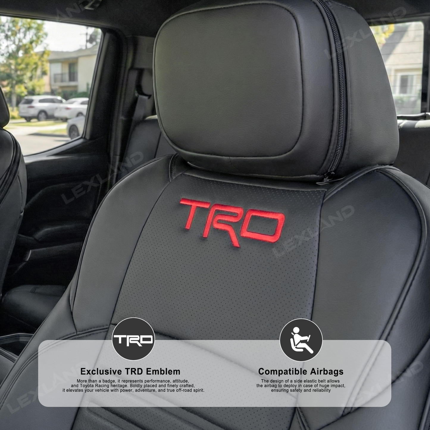 Tacoma /4Runner Seat Covers Embossed Nappa Leather Seat Protectors with TRD Logo for Toyota