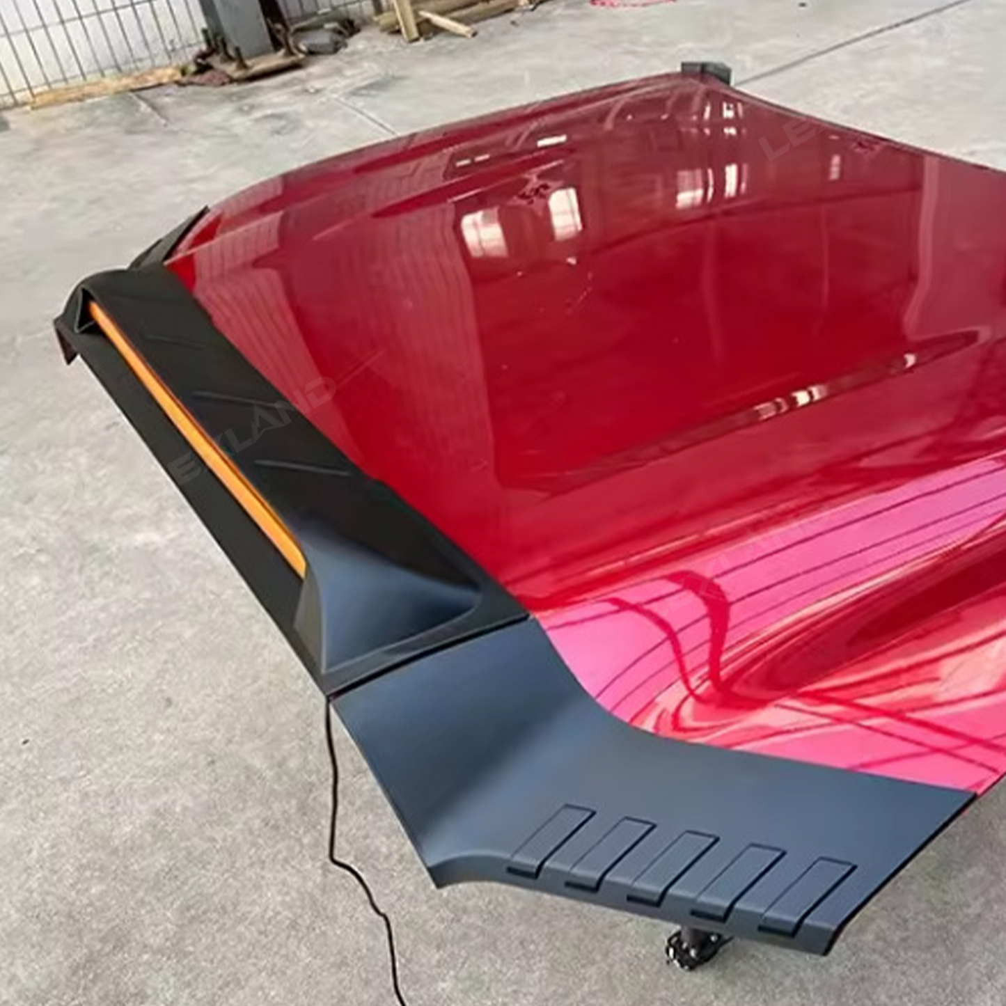 4Runner Hood Protector with Amber LED Light Matte Black Hood Shield Deflector for Toyota