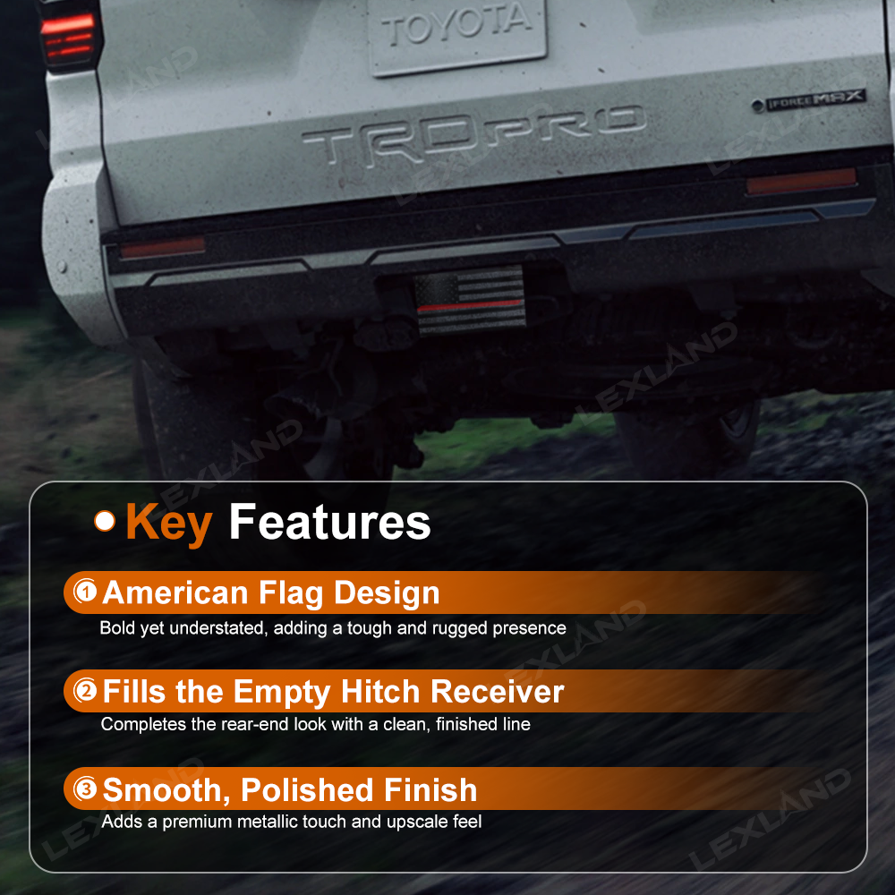 4Runner American Flag Hitch Cover Cap Carbon Steel Trailer Hitch Receiver Cover for Toyota