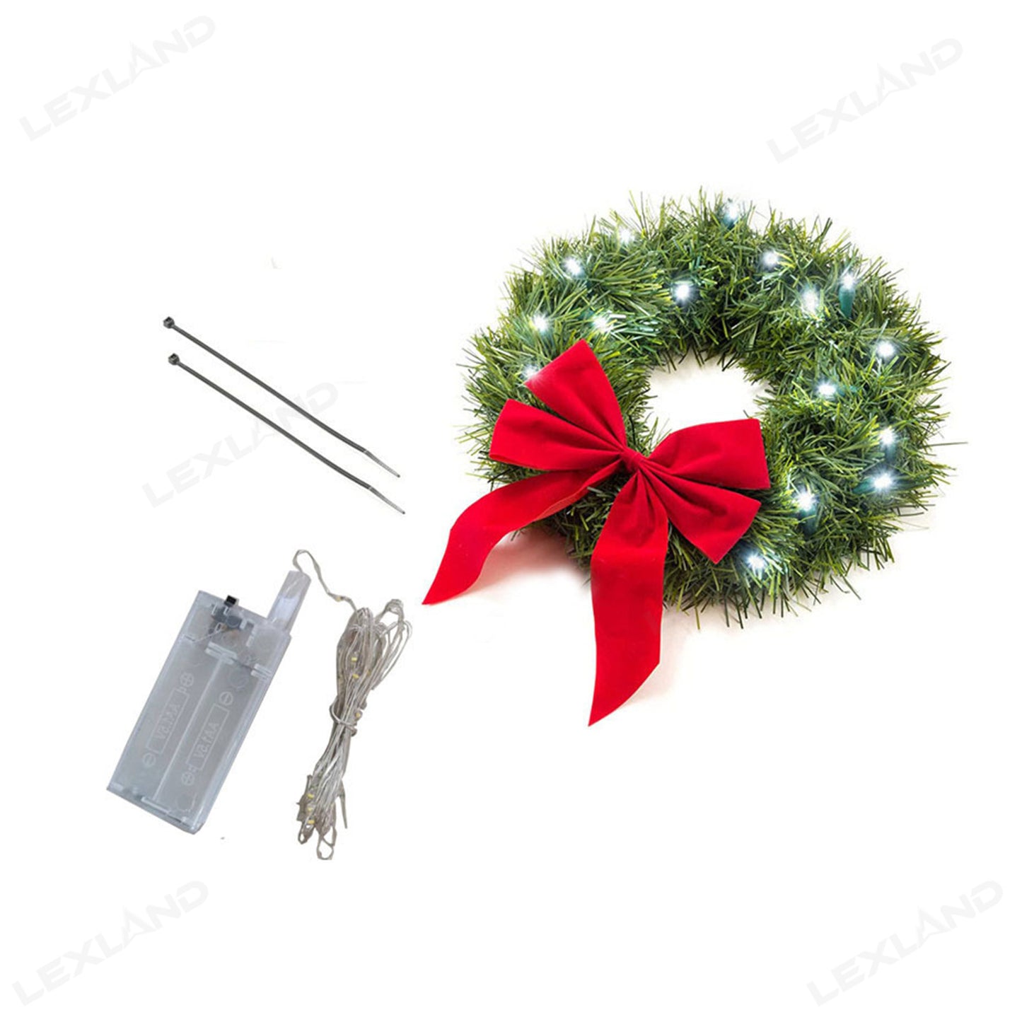 LED Christmas Wreath with Red Bow Car Front Grille Wreath Exterior Decoration for Toyota