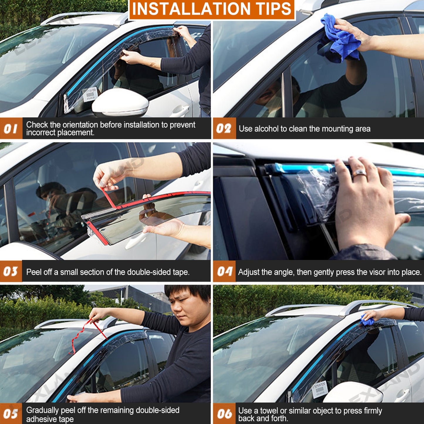 Tundra Window Visor Deflectors with TUNDRA Letter Style Tape-On Rain Guards Sun Shield