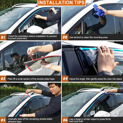 Tundra Window Visor Deflectors with TUNDRA Letter Style Tape-On Rain Guards Sun Shield