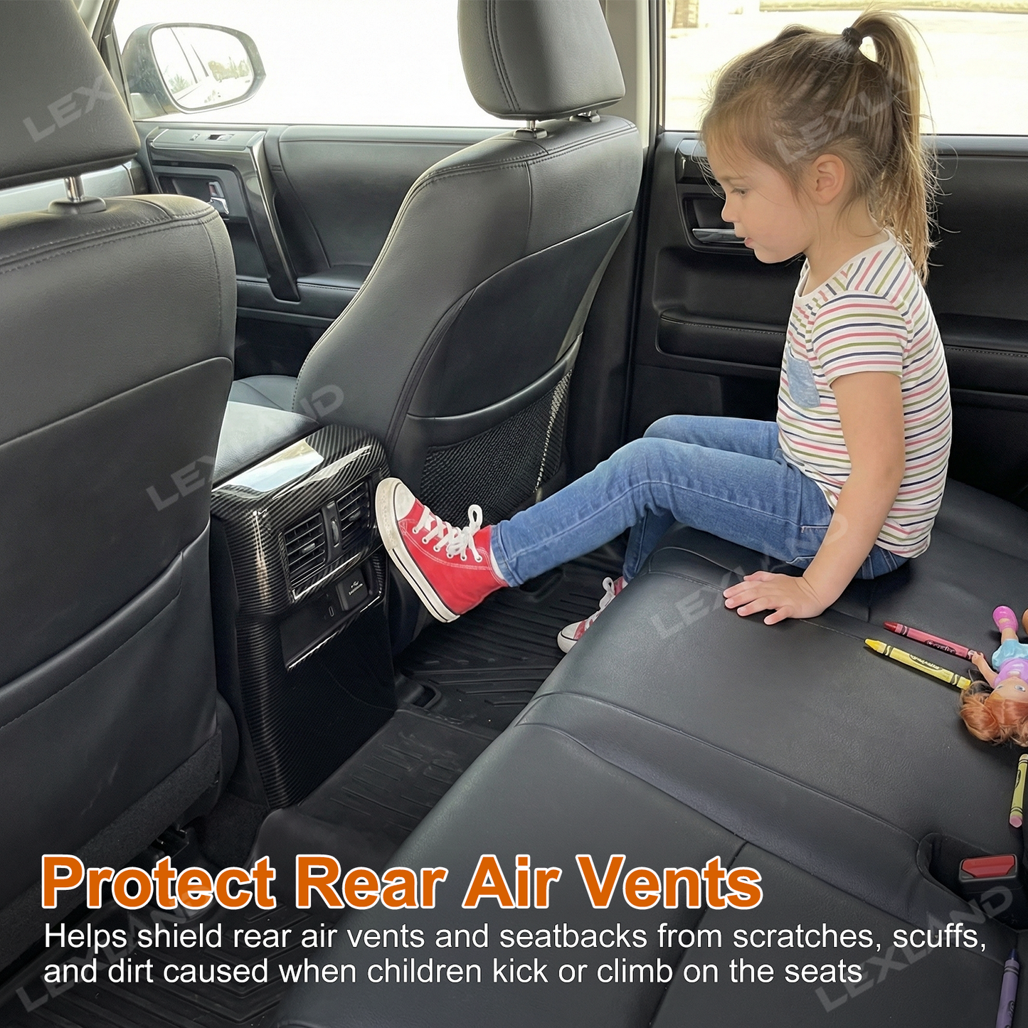 4Runner Rear Air Vent Cover ABS Glossy Carbon Fiber Style Interior Kick Guard Protector