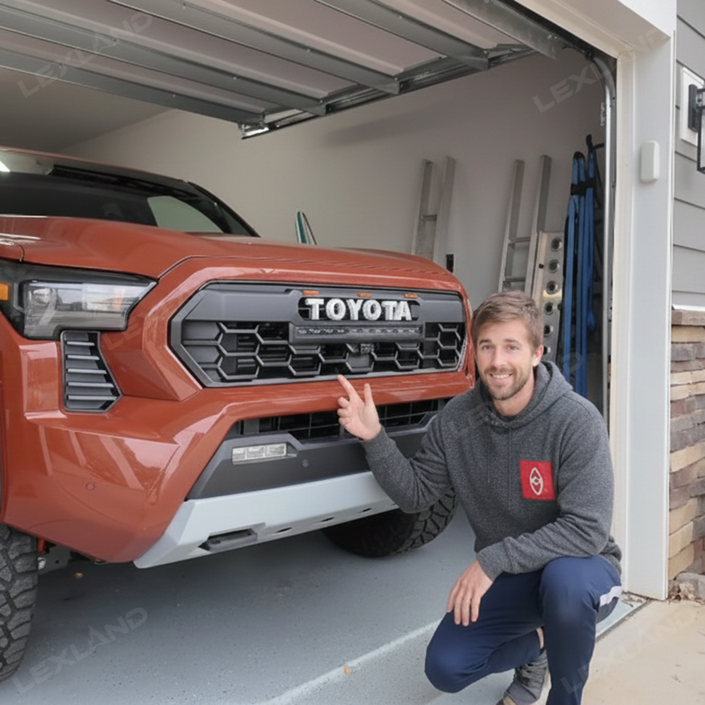 Tacoma Front Bumper Grille With LED & Light Bar Racing Grills With TRD PRO Style Upgrade for Toyota