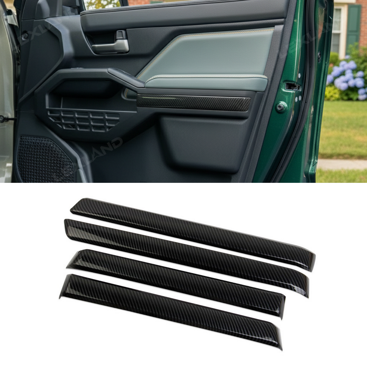 Tacoma Door Panel Strips ABS Carbon Fiber Style Interior Decor Cover Trim for Toyota