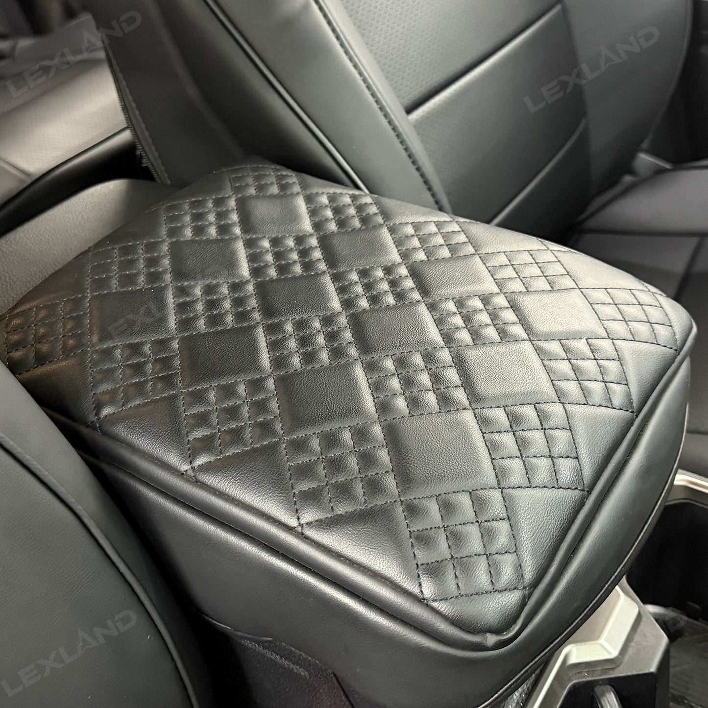 4Runner Center Console Cover Diamond-Quilted Leather Armrest Cover Interior Trim Protector