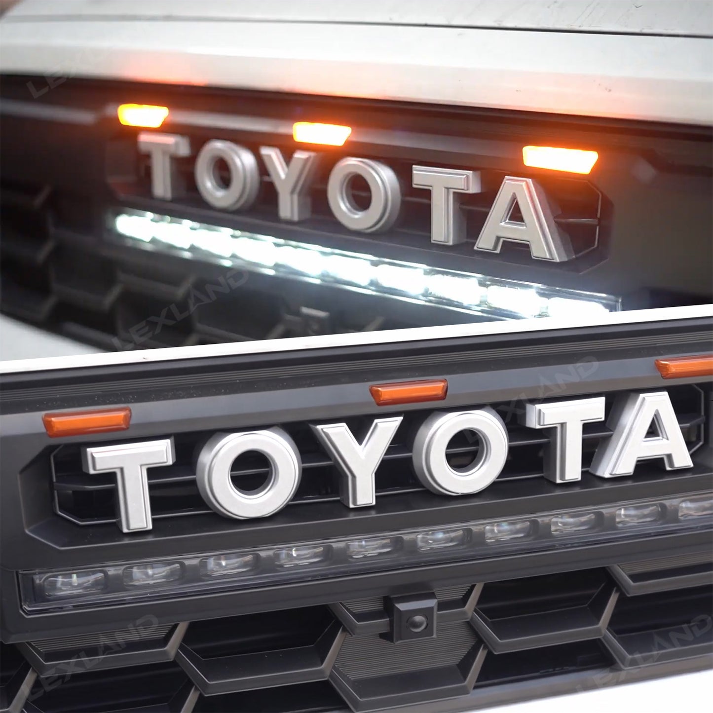 Tacoma Front Bumper Grille With LED & Light Bar Racing Grills With TRD PRO Style Upgrade for Toyota