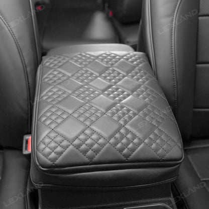 4Runner Center Console Cover Diamond-Quilted Leather Armrest Cover Interior Trim Protector