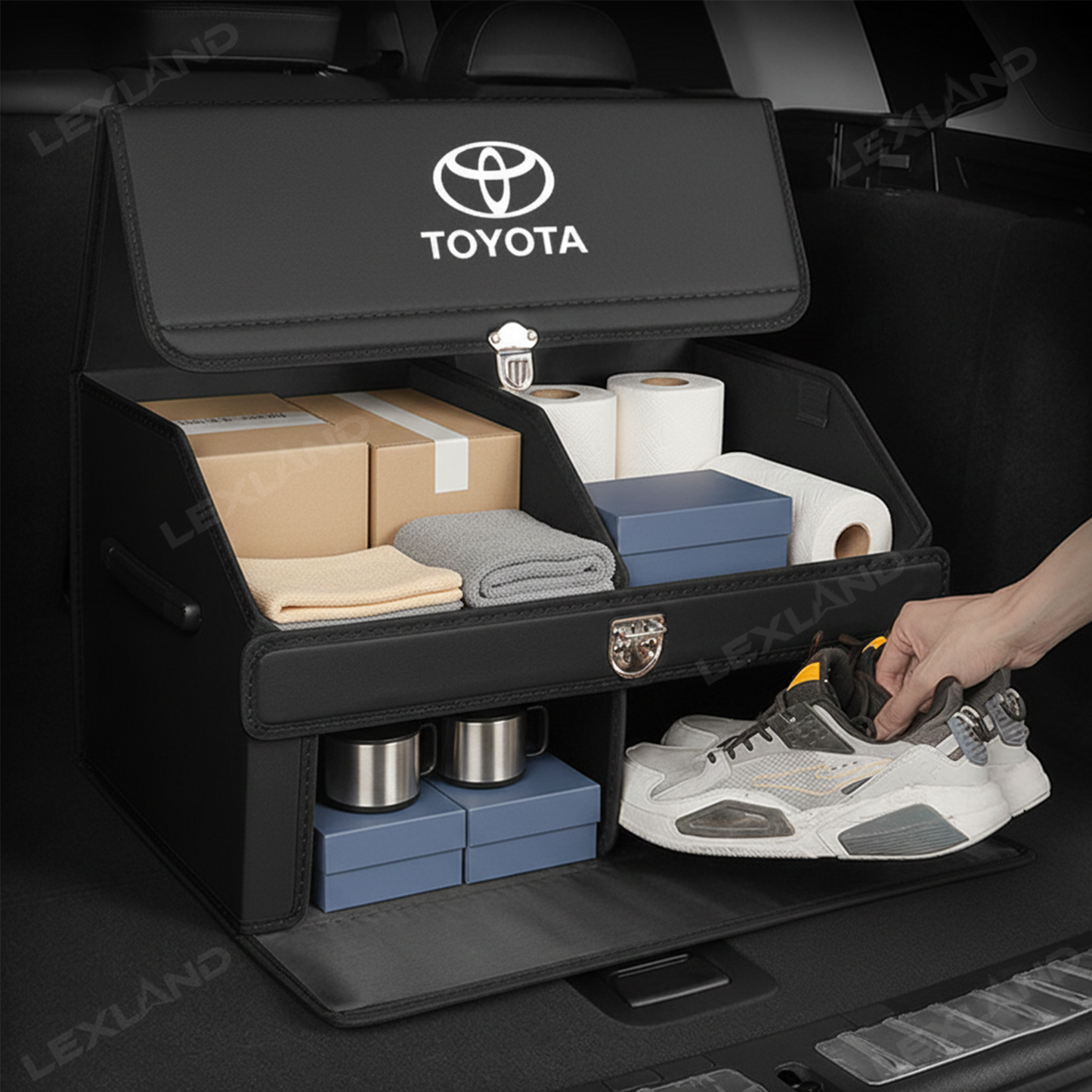 Toyota Trunk Storage Box Trunk Organizer with Toyota Logo Luggage Storage Bag