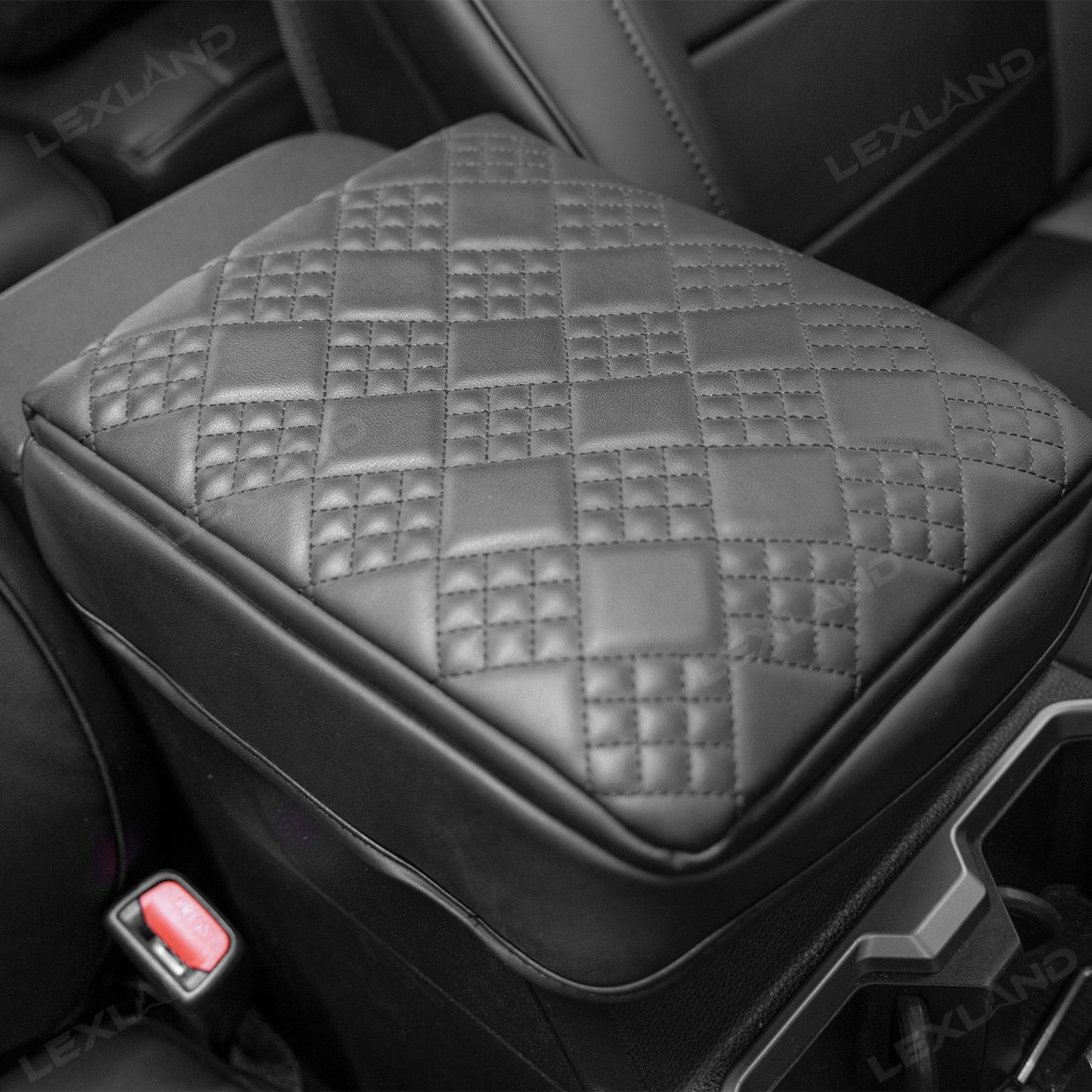 4Runner Center Console Cover Diamond-Quilted Leather Armrest Cover Interior Trim Protector