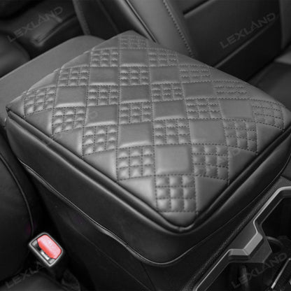 4Runner Center Console Cover Diamond-Quilted Leather Armrest Cover Interior Trim Protector