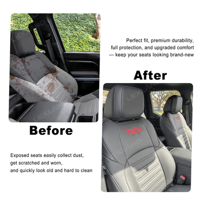 Tacoma /4Runner Seat Covers Embossed Nappa Leather Seat Protectors with TRD Logo for Toyota