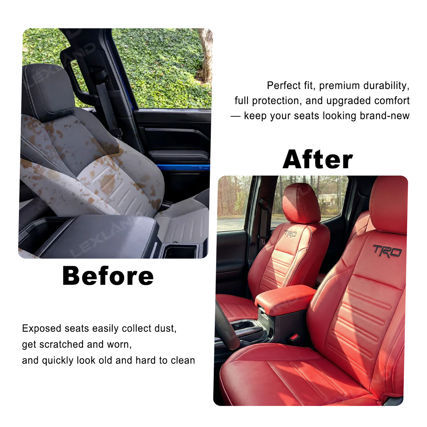 Tacoma 3rd Gen Seat Covers Embossed Seat Protectors with TRD Logo for Toyota