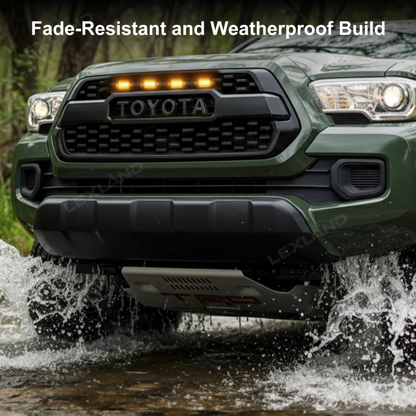 Tacoma Front Grille with Amber Lights Front Bumper Grille Replacement Kit for Toyota