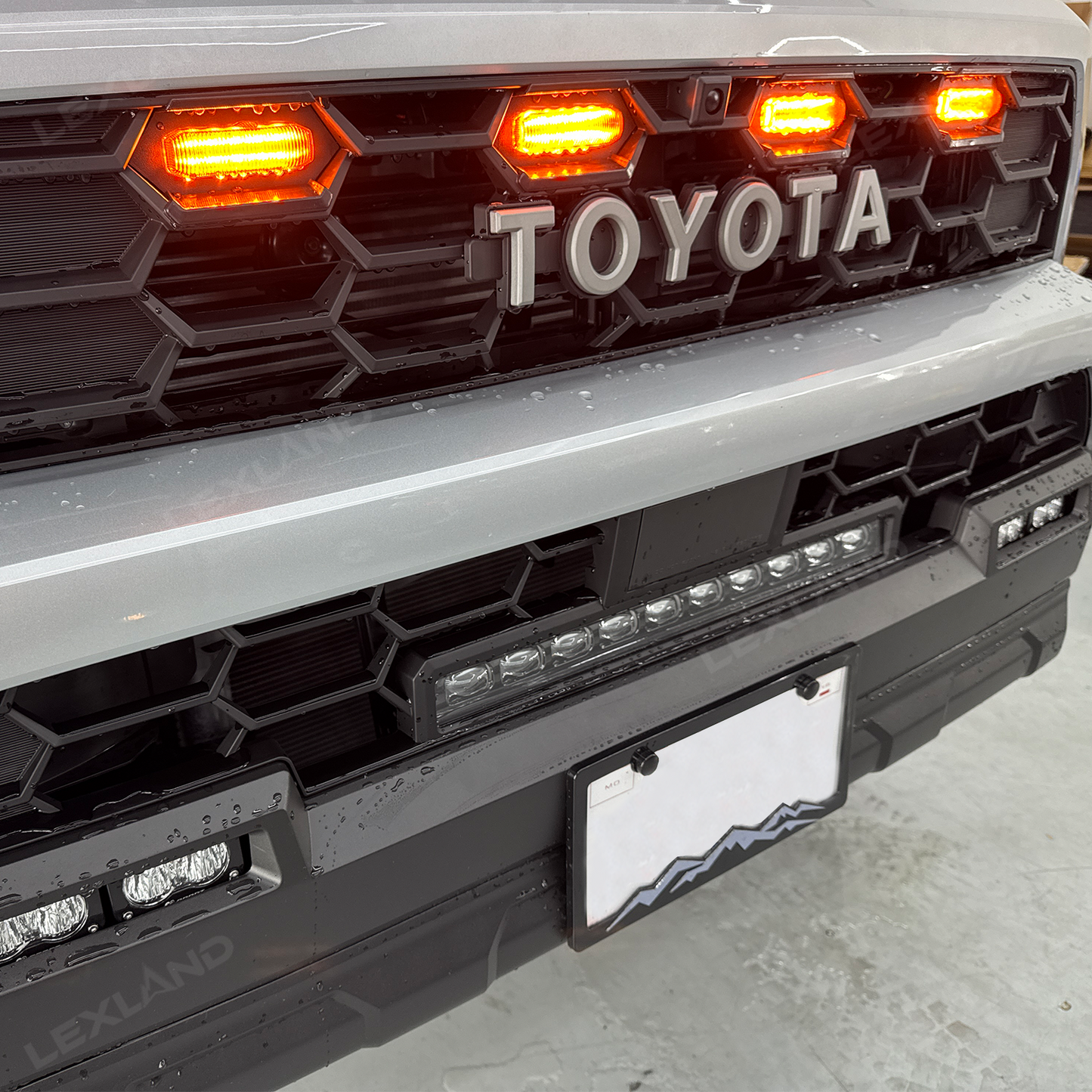 4Runner TRD-Style Front Bumper Grille with Amber Light & LED Light Bar for Toyota