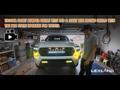 Tacoma Front Bumper Grille With LED & Light Bar Racing Grills With TRD PRO Style Upgrade for Toyota